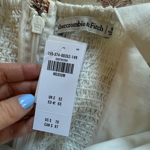 NWT Abercrombie & Fitch Linen Blend Strawberry Floral Print Dress - Picture 3 of 3